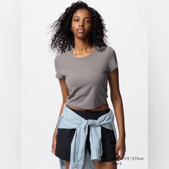 [LIKE NEW] UNIQLO Set of 3  Women's AIRism Ultra Stretch Cropped T-Shirt. Size M - Picture 1 of 9